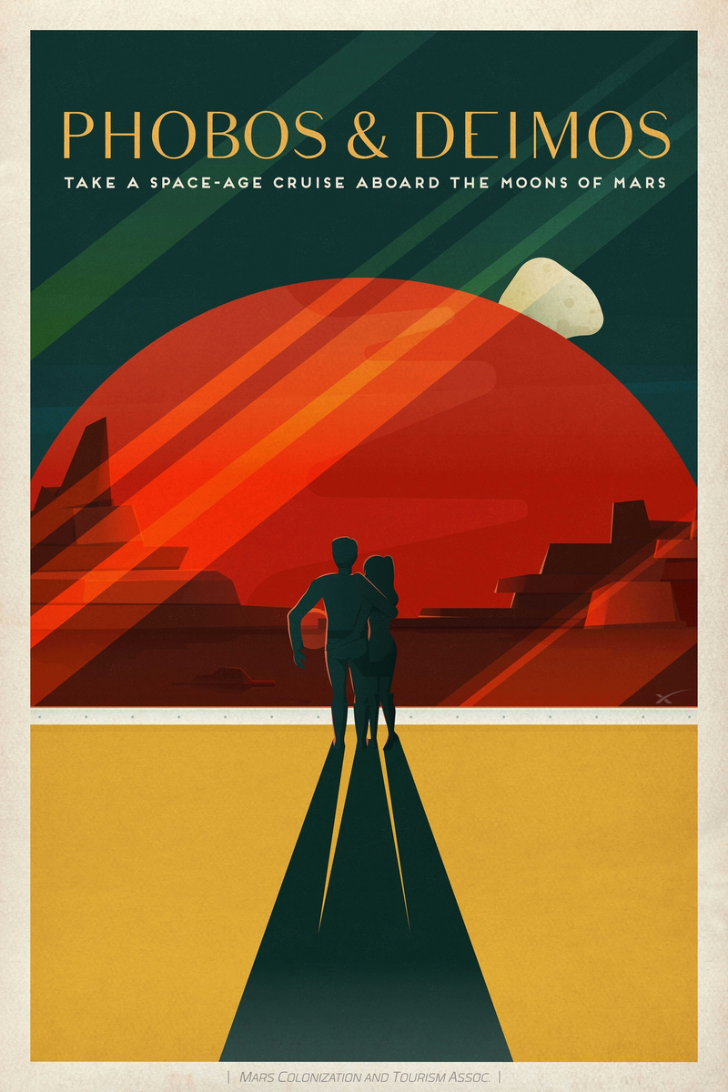Illustration for article titled Estos carteles vintage de turismo en Marte son puro arte espacial
